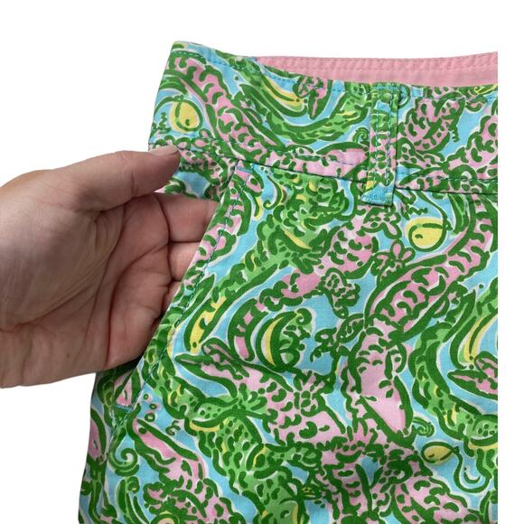 Lilly Pulitzer Callahan Shorts Pink Green Chomp Chomp Print Women 00 Preppy - Picture 4 of 8